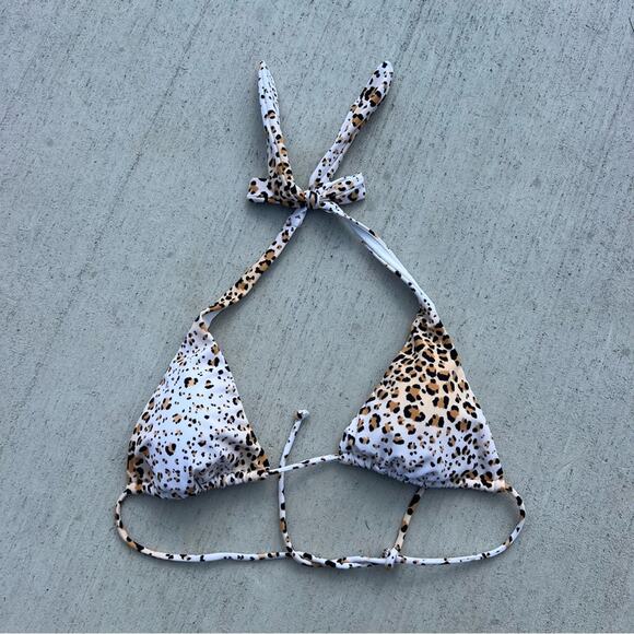 Victoria’s Secret Leopard Cheetah Triangle Halter Tie Bikini Top MEDIUM - Picture 1 of 6